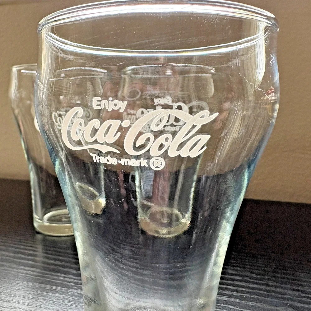 Set of 4 Vintage Clear Libbey Coca-Cola Fountain 10 Oz Glass Cup Enjoy Coke 5